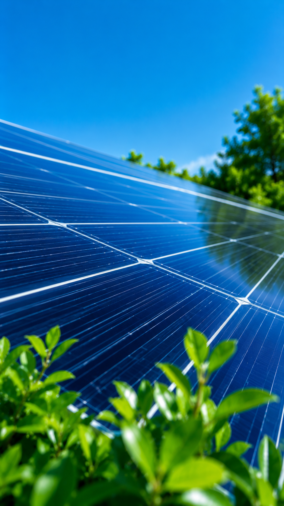 Solar panels under blue sky